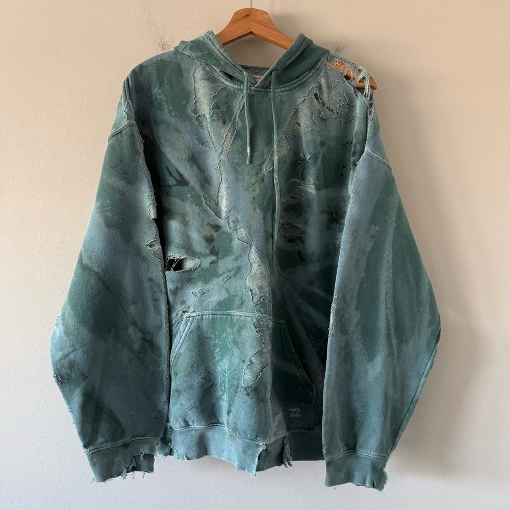 Billabong Thrashed Trashed Skater Grunge 90s Pullover Oversized Hoodie Mens S